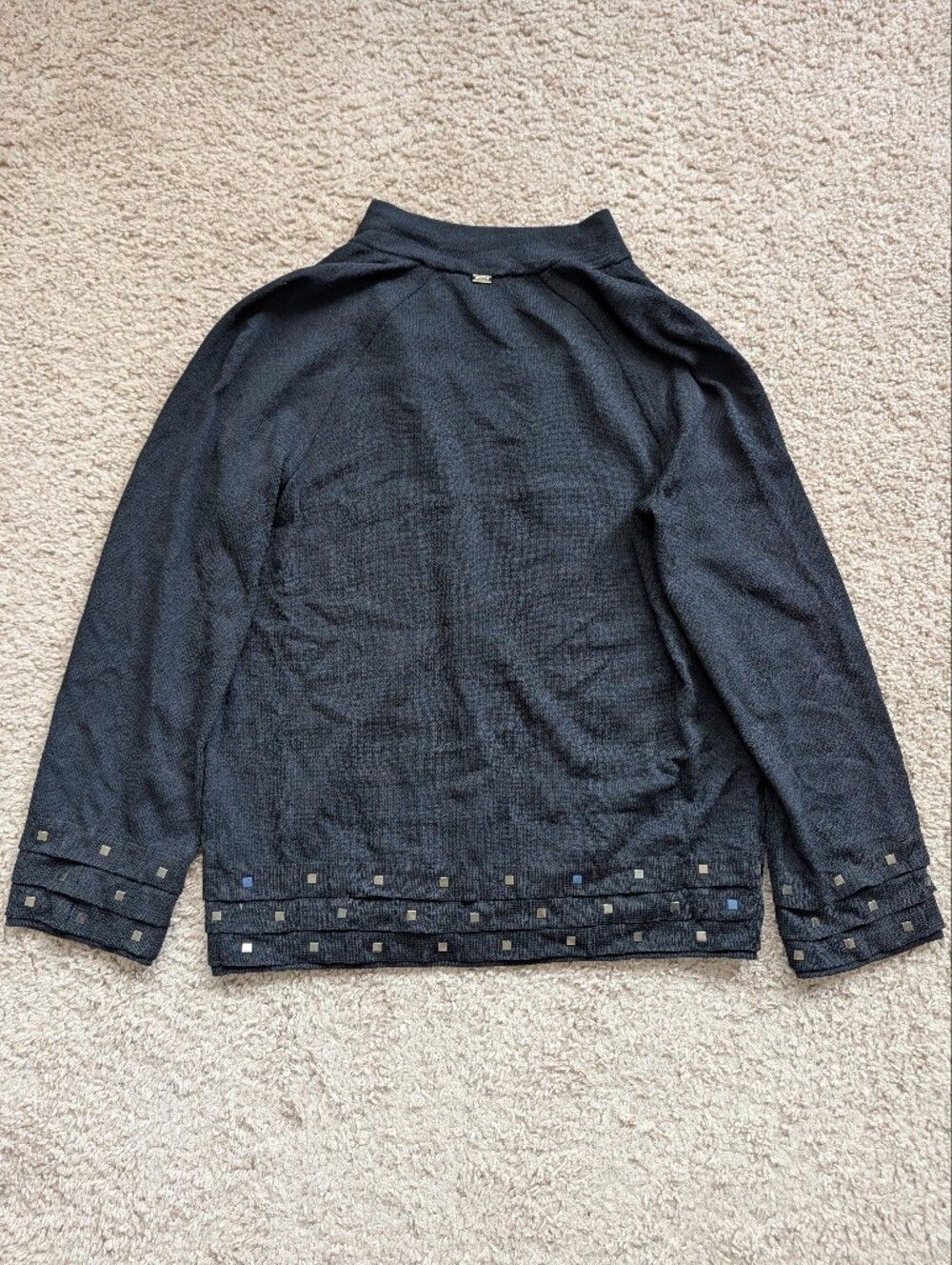 St. John's Sport Womens Black Button Front Metallic Knit Jacket Size Small - Picture 4 of 16